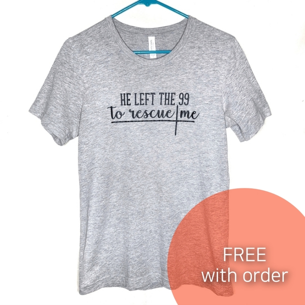 Gray shortsleeve tshirt size S Christian cross religious grey small women's